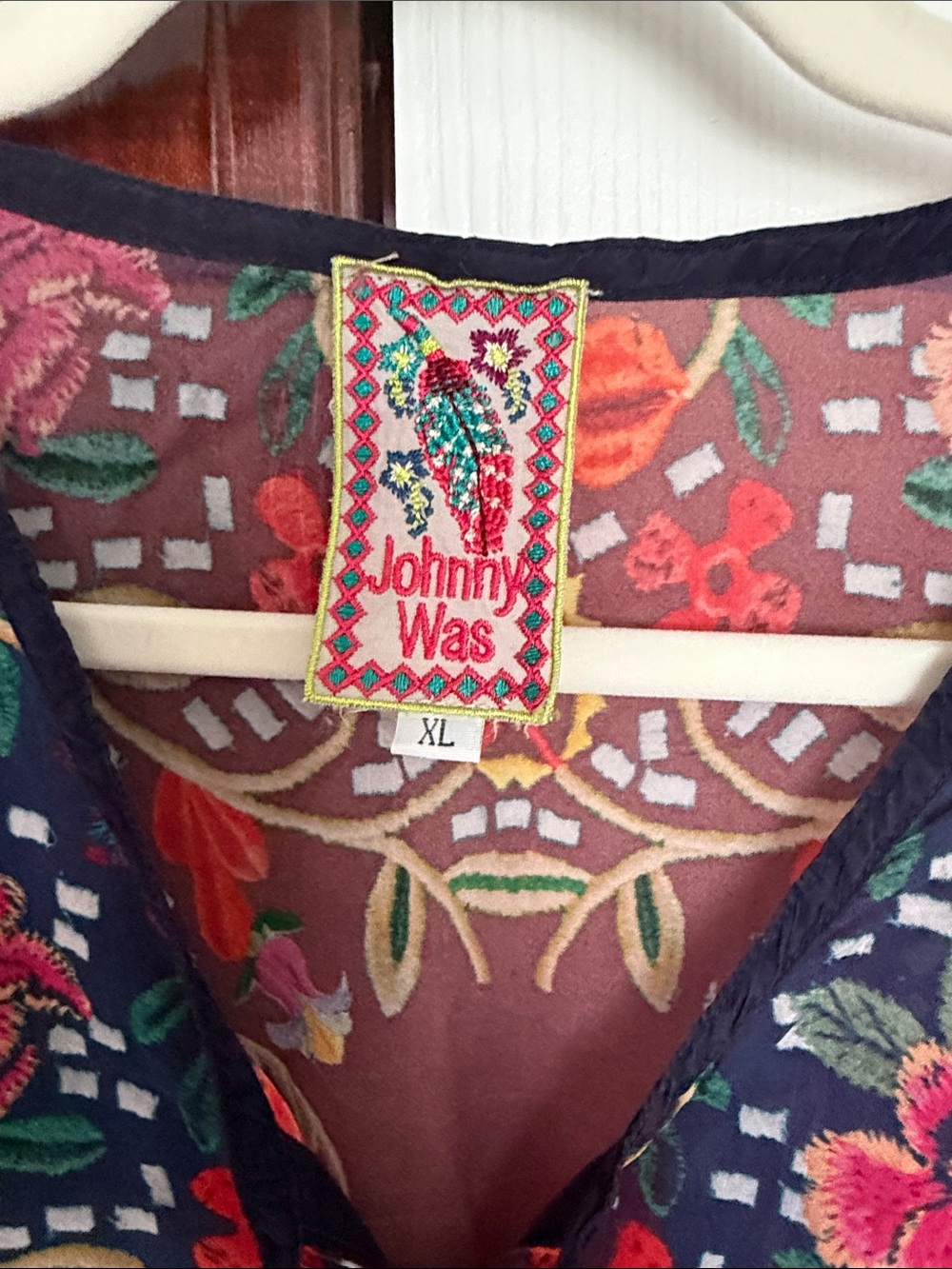 Johnny Was Navy Multicolor Long Sleeve Boho Tunic - Picture 2 of 4